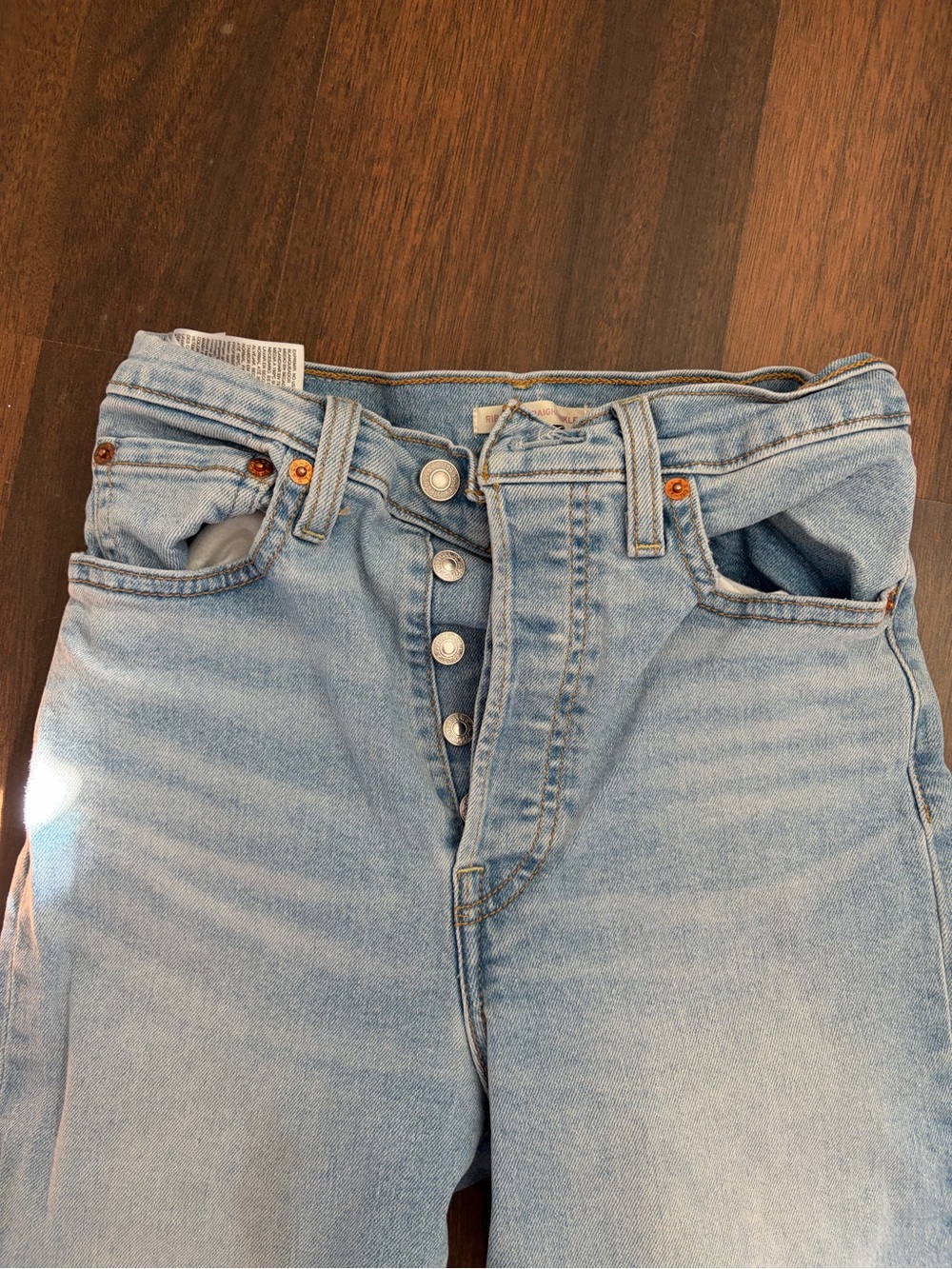 Levi's Light Blue Straight-Leg High-Rise Jeans with Button Fly - Picture 4 of 5